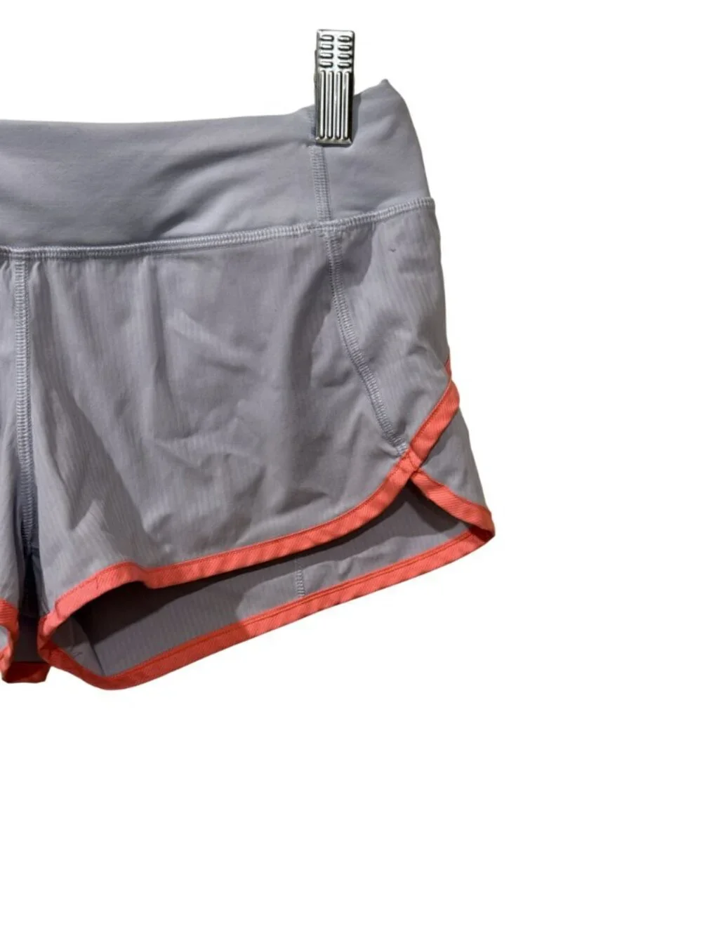 Lululemon Ivivva Gray & Coral Athletic Shorts With Back Zip Pocket Youth Size 12